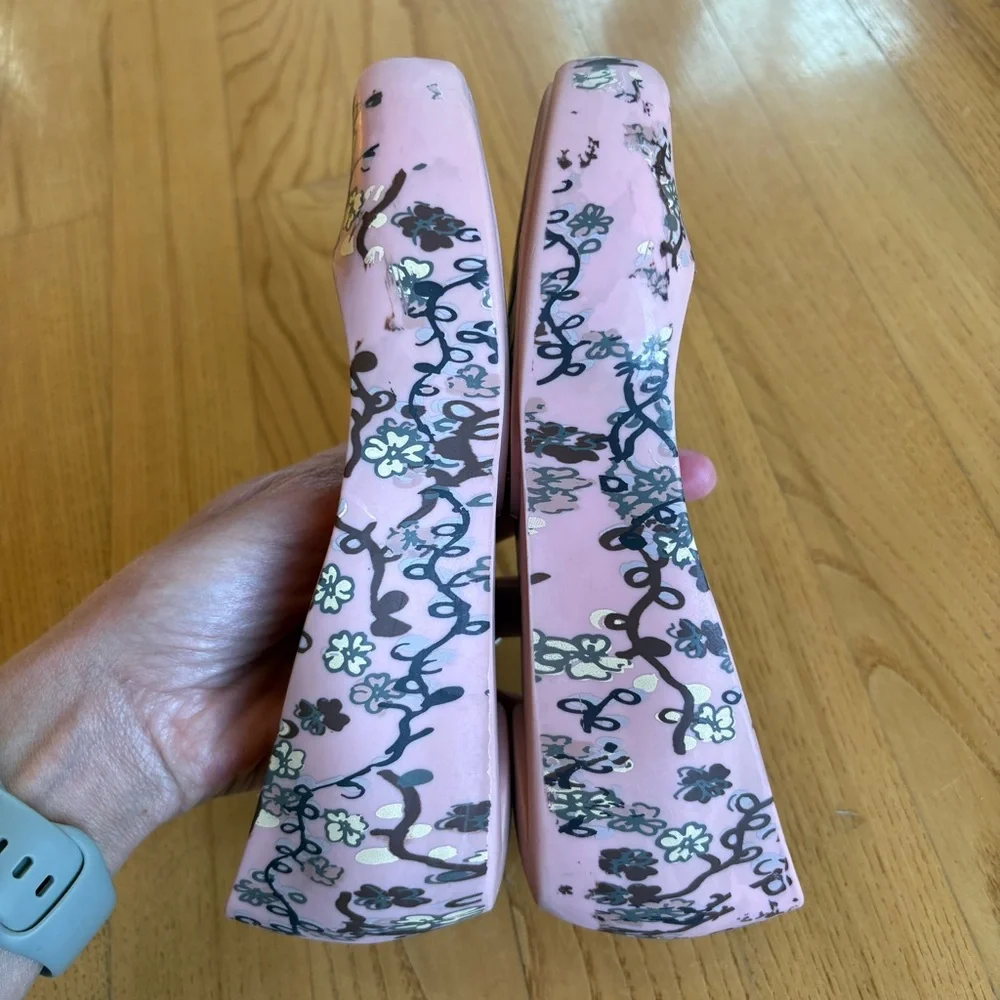 Mini melissa Ultragirl Rose & Bleu Pumps Heels Floral Pink Coral Big Girl Size 1